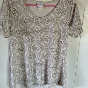Lularoe Women's Beige Patterned TopSize Medium